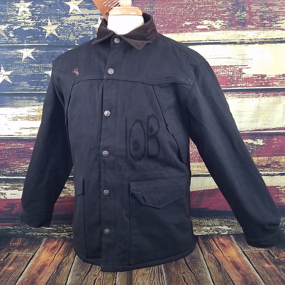 WYOMING TRADERS MENS RANCH CANVAS FLEECE LINED COWBOY WESTERN COAT - BLACK